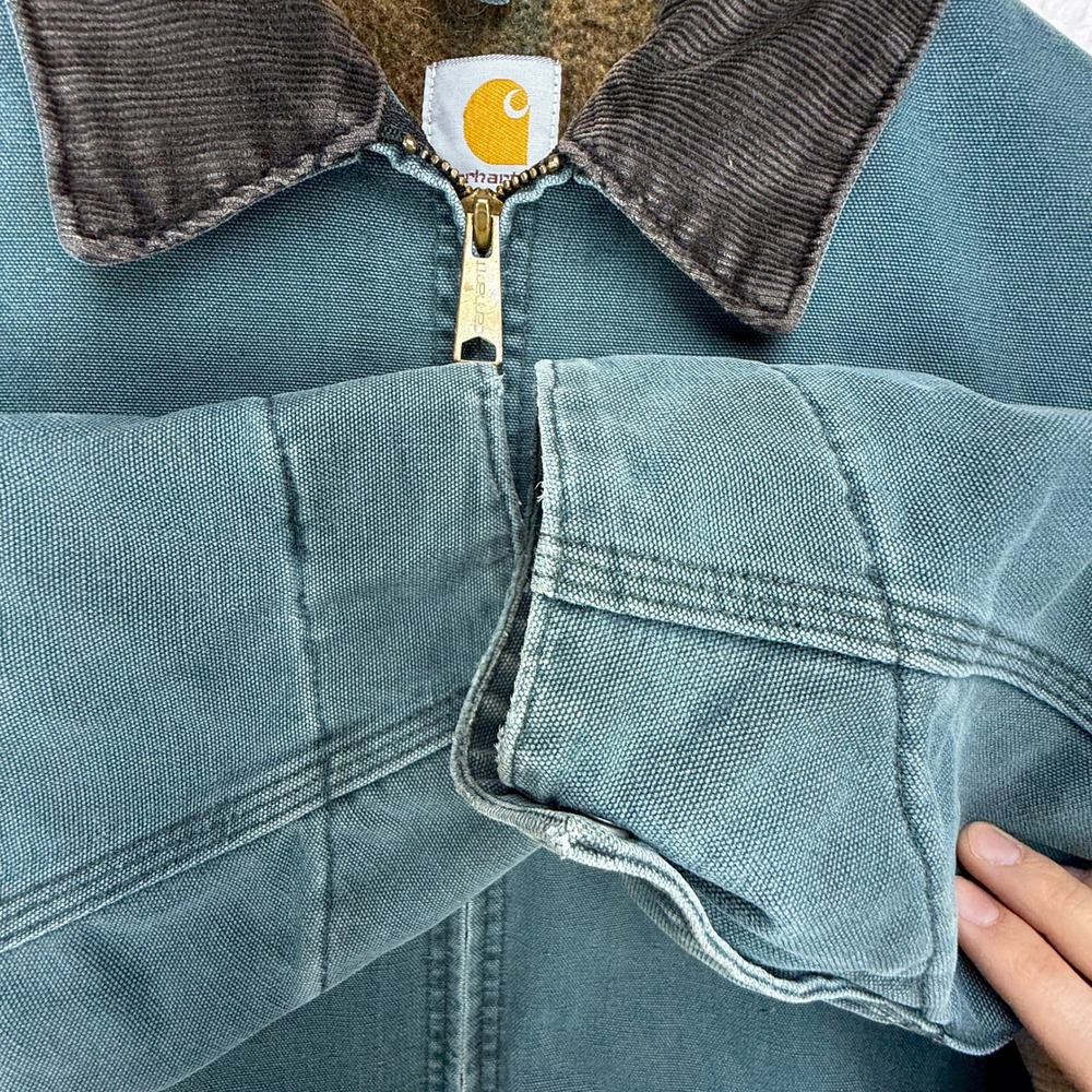 Vintage Carhartt Detroit Jacket Blanket Lined Mens Large J43 HTG Hunter Green - Picture 16 of 16